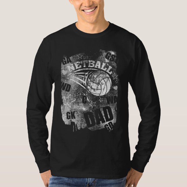 Netball Pappa, Black Grunge Netball T Shirt (Framsida)