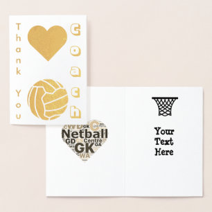 Netball Player Coach Tack Guld Folierat Kort