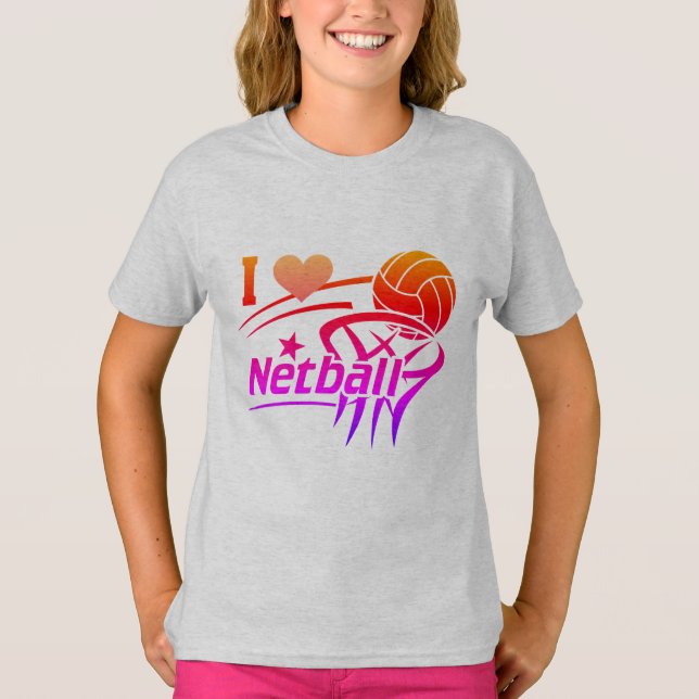 Netball Players, I Kärlek Netball, Färg T Shirt (Framsida)