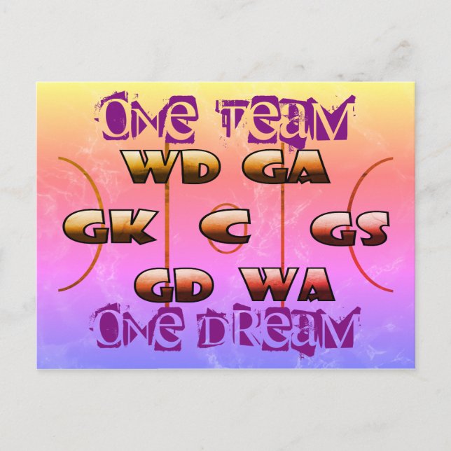 Netball Positioner Inspirerande slogan Vykort (Framsida)