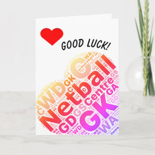 Netball Positions Heart Design Lycka till Kort