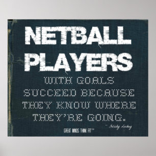 Netball-spelare med lyckade mål i Denim Poster