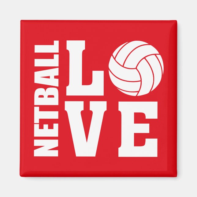 Netball-spelare, Red Netball Kärlek Magnet (Framsidan)