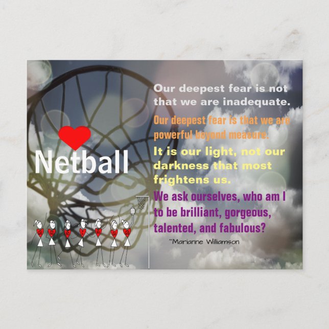 Netball-tema och inspirationsoffert för kärlek vykort (Framsida)