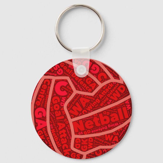 Netball ThLED Red Typography Boll Design Nyckelring (Framsida)