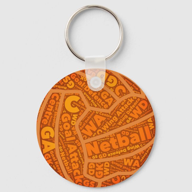 Netball Thned Orange Boll Design Nyckelring (Framsida)