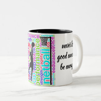 Netballen placerar ord och Motivational Två-Tonad Mugg