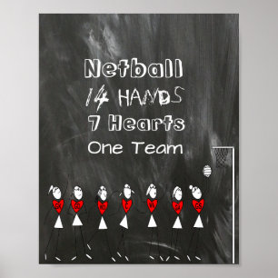 Netballlaget placerar stick figur och poster