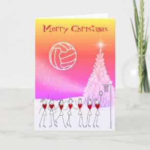 Netballspelare klumpa ihop sig Themed julhälsning Helgkort