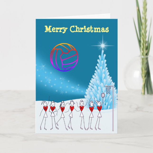 Netballspelare klumpa ihop sig Themed julhälsning Helgkort (Framsida)