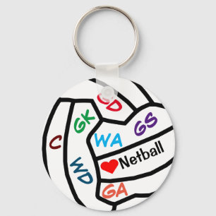 Netballspelare placerar bolldesignnyckelringen nyckelring