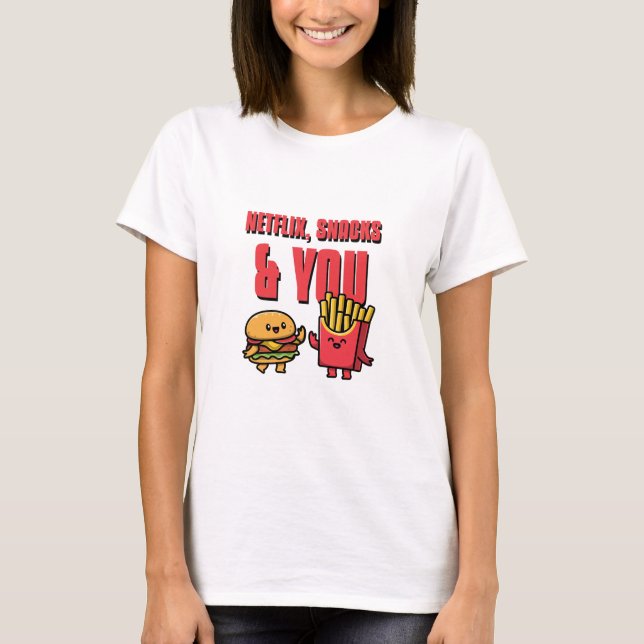 Netflix, Snacks, & You Relationsmål T Shirt (Framsida)