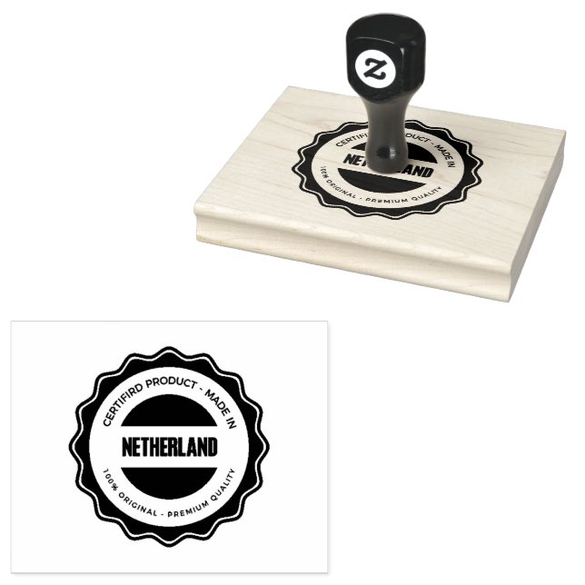 NETHERLAND Tryckt text Tillverkad i certifierad pr Stämpel (Stämplad)
