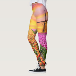 Netherland tulpanlantgård med kvarndamasker leggings
