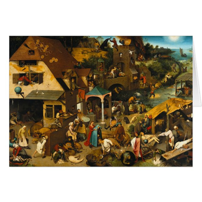 Netherlandish Proverbs av Pieter Bruegel fläderen Hälsningskort (Framsidan Horizontal)