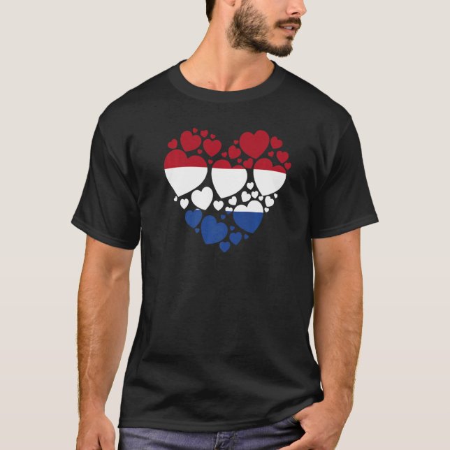 Netherlands Flag Idea For Kids & Dutch Flag Heart T Shirt (Framsida)