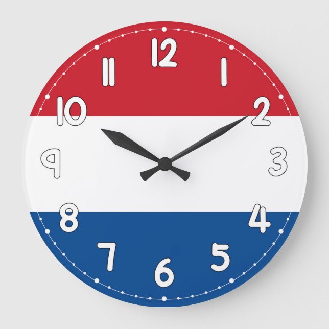 Netherlands Flag Wall Clock – Dutch Patriotic Home Stor Klocka (Framsida)