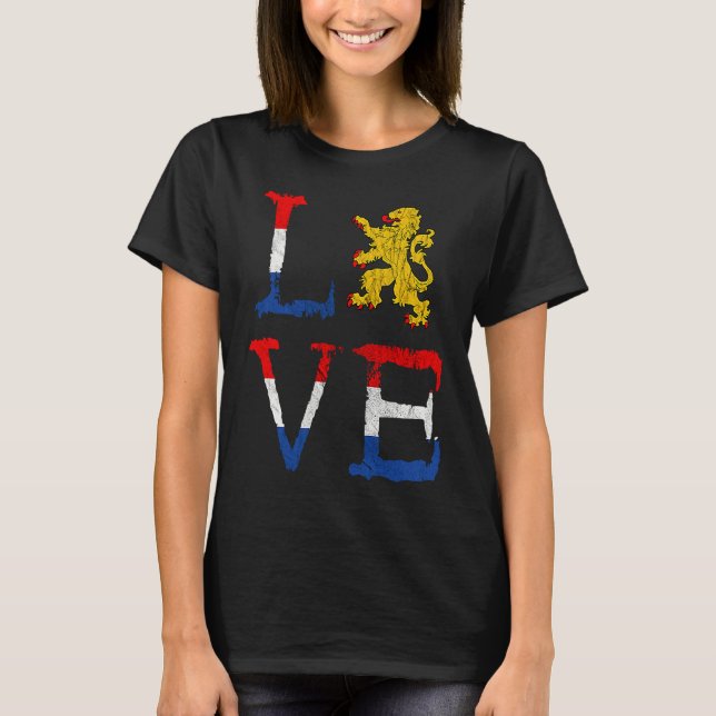 Netherlands Love Holland Love Oranje Lion Crest Ne T Shirt (Framsida)