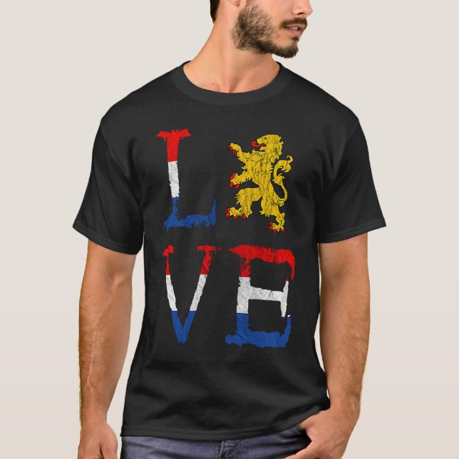 Netherlands Love Holland Love Oranje Lion Crest Ne T Shirt (Framsida)