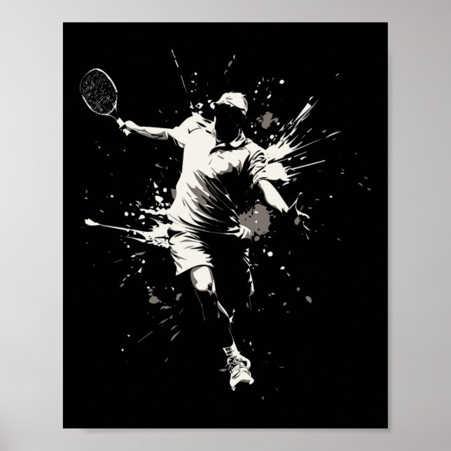 Netll Court Game Paint Stänk Dminton Player Boy Poster (Framsidan)