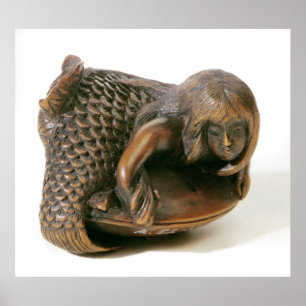 Netsuke i form av en sjöjungfru poster