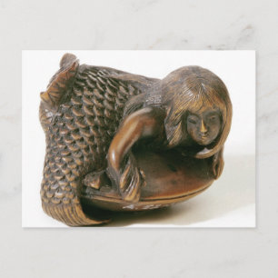 Netsuke i form av en sjöjungfru vykort