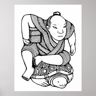 Netsuke original teckning poster