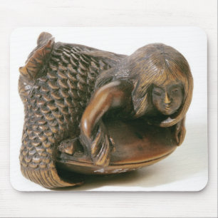 Netsuke sned i forma av en sjöjungfru musmatta