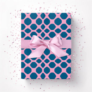 Netta Twist Lattice i rosa och djupt akvamarin Presentpapper