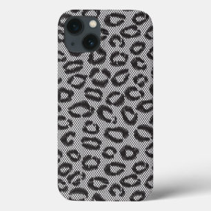 Netto snöre för svart med leopardmönster på vit