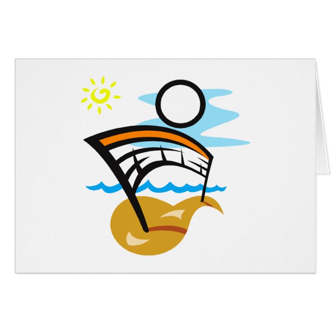 Netto volleyboll & boll hälsningskort (Framsidan Horizontal)