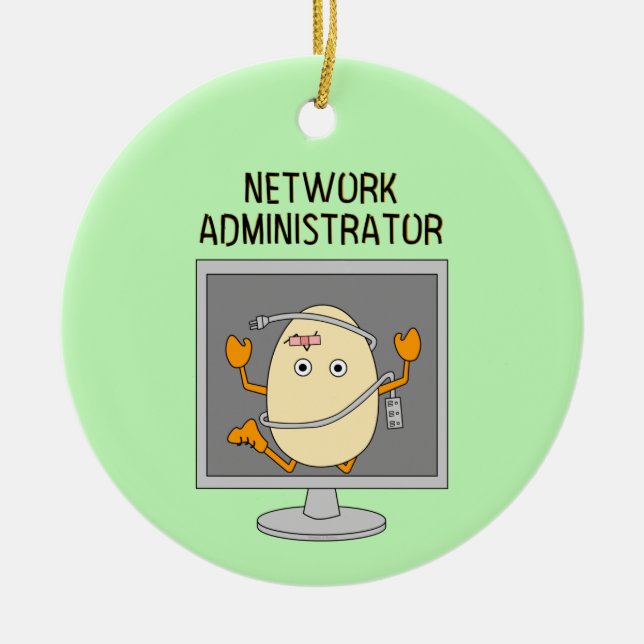 Network Administrator Egghead Julgransprydnad Keramik (Framsidan)