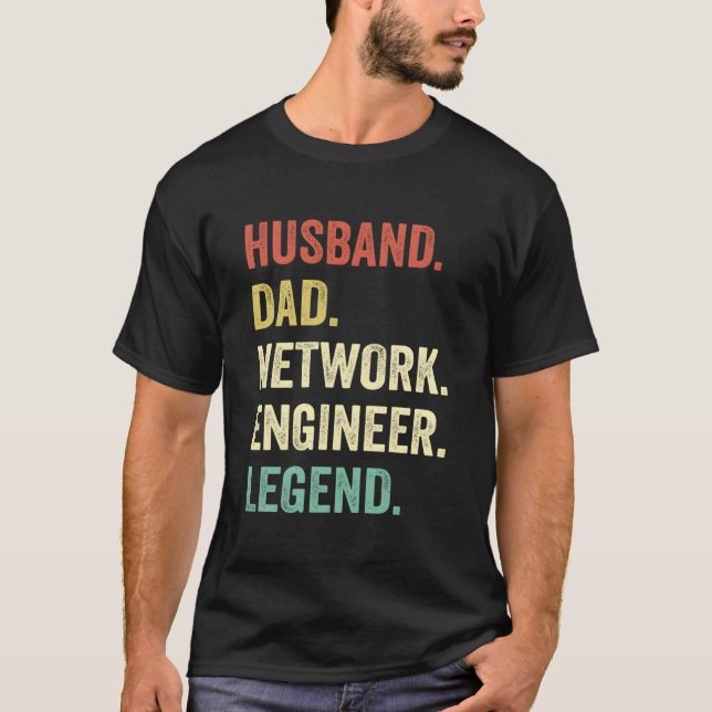 Network Engineer Dada Husband Network Specialist T Shirt (Framsida)
