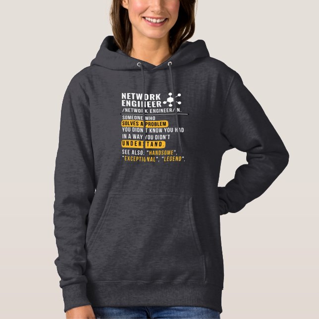 Network Ingenjör Noun Funny Tech Hoodie T Shirt (Framsida)