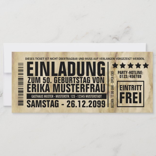 NEU: Einladung zum 50. Geburtstag mit Barcode Inbjudningar (Framsida)