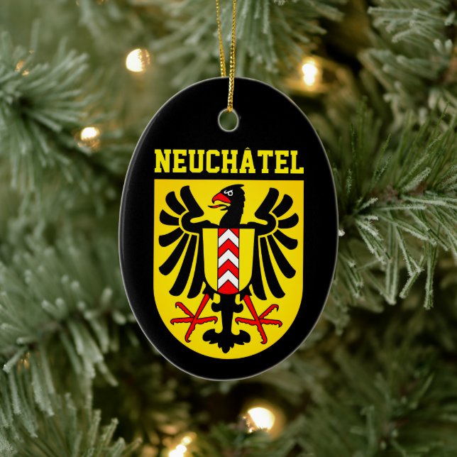 Neuchâtel jackande av arm, Schweiz Julgransprydnad Keramik (Träd)