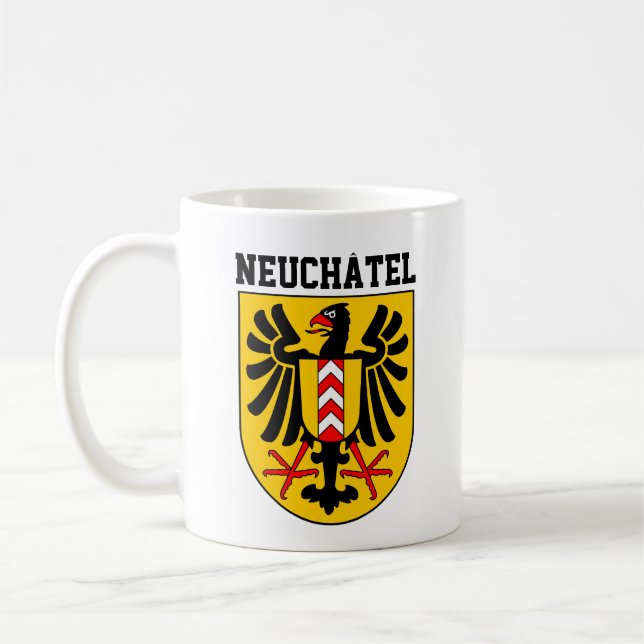 Neuchâtel jackande av arm, Schweiz Kaffemugg (Vänster)