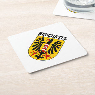 Neuchâtel jackande av arm, Schweiz Underlägg Papper Kvadrat