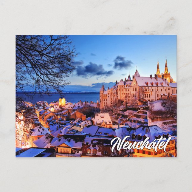 Neuchatel slott, Schweiz Vykort (Framsida)