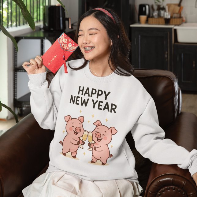 Neujahr Schweinchen Duo Anstoßen T Shirt (Skapare uppladdad)