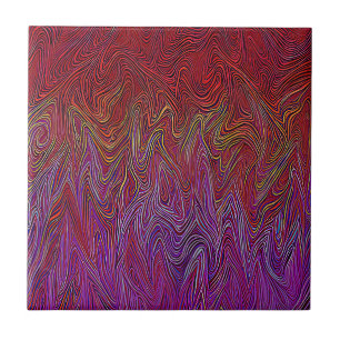 "Neural Fireparm" Abstrakt" Röd Lila Kakelplatta