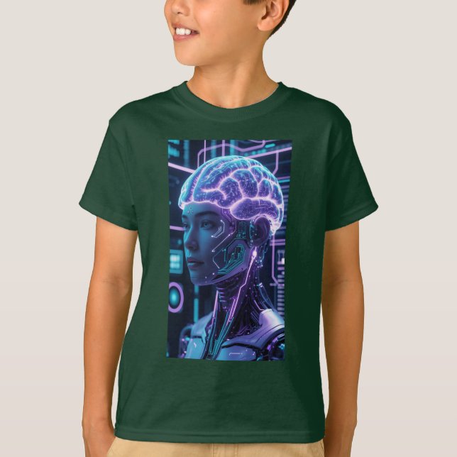 Neural Nexus Futuristiska AI Cyberpunk T Shirt (Framsida)