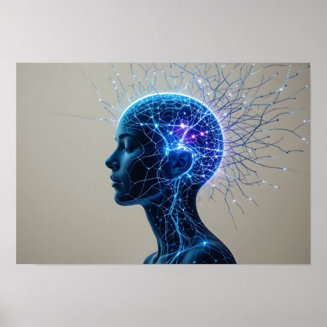 Neural Porträtt Poster Abstrakt Wall Art (Framsidan)