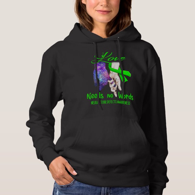 Neural Tube Defects Awareness, Kärlek Needs No Ord T Shirt (Framsida)