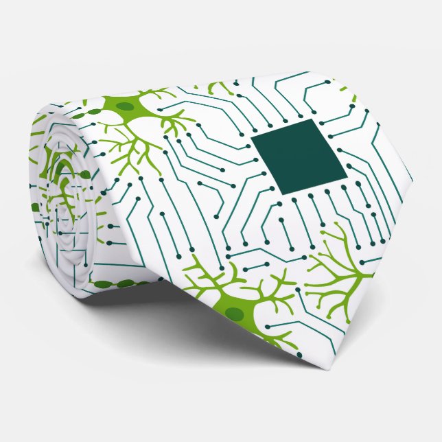 Neuralt nätverk - vitt slips (Rullad)