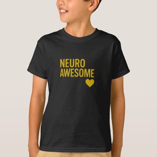 Neuro Awesome Guldtext Neurodiversitet  T Shirt (Framsida)