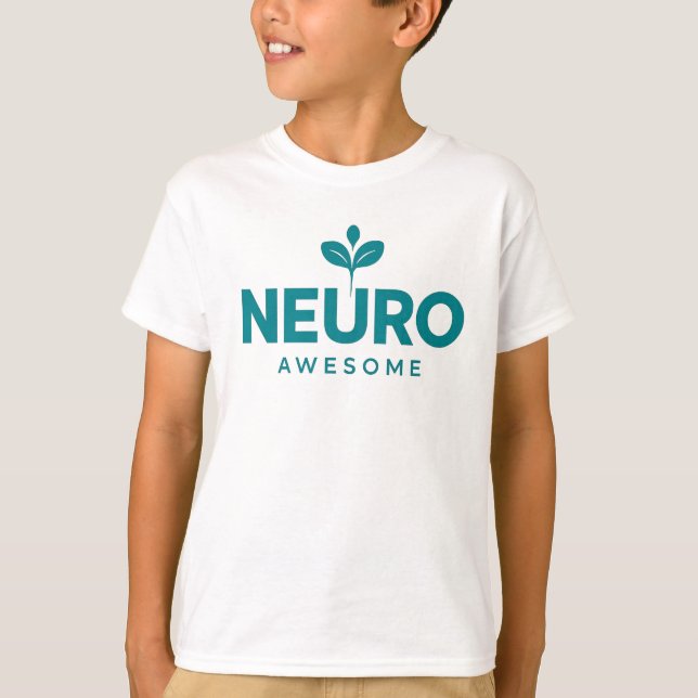 Neuro Awesome Teal Sprout Neurodiversity Pride T Shirt (Framsida)