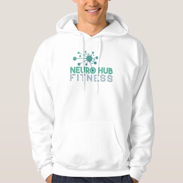 Neuro Hub Fitness Men's White Logo Hoodie (Framsida)