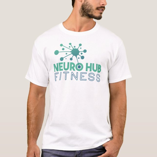 Neuro Hub Fitness Men's White Logo T-Shirt (Framsida)