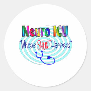 NEURO ICU "var SHUNTAN händer ", Runt Klistermärke